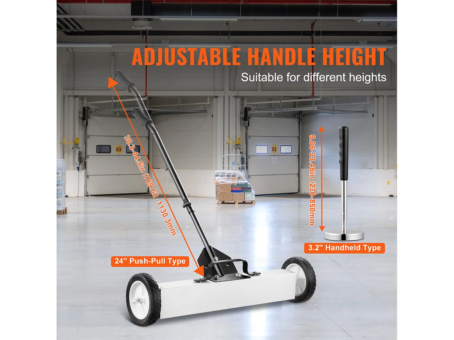 Balayeuse Magnétique, SucceBuy Balai Magnétique de 61 cm avec Roues, Outil de Ramassage Télescopique