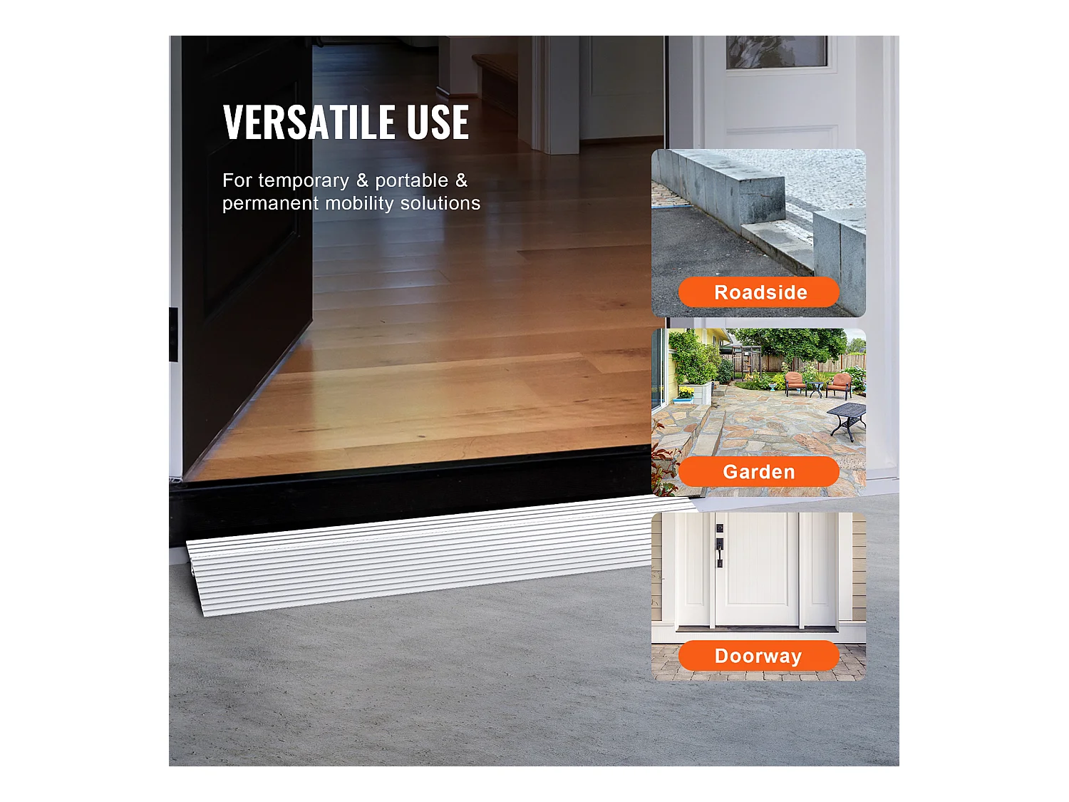 Rampe de Seuil en Aluminium SucceBuy, Élévation de 2.5cm, 363kg, pour Fauteuils Roulants, Scooters