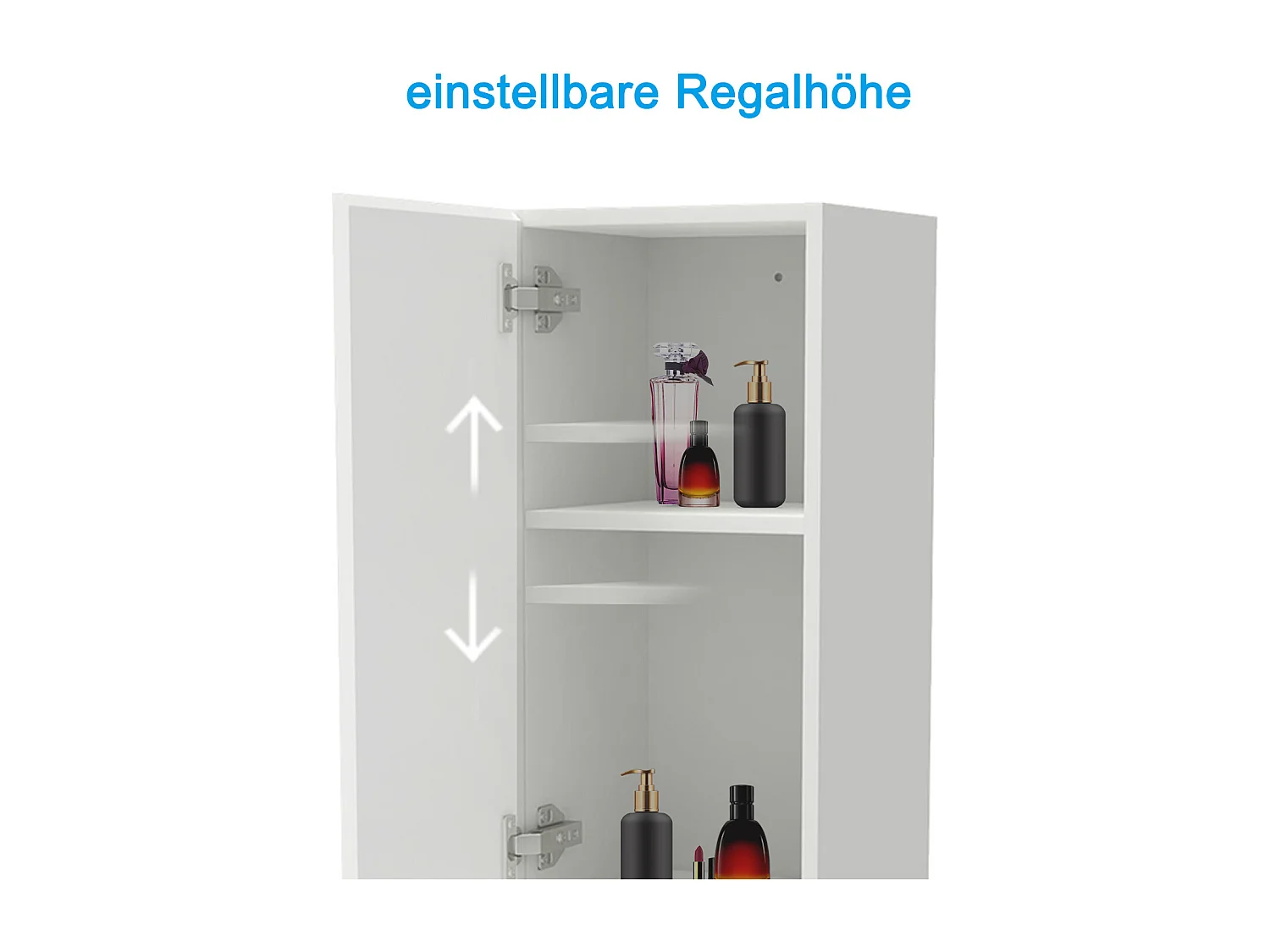 AICA Badhochschrank hängend - 2 Türen - 30 x 30 x 110 cm - Hochglanz weiß