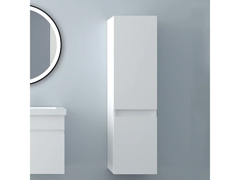 AICA Badhochschrank hängend - 2 Türen - 30 x 30 x 110 cm - Hochglanz weiß