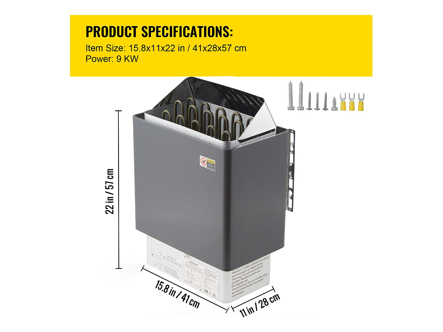 Poêle Électrique SucceBuy Chauffe-Sauna Électrique 9KW en Acier Inoxydable - Commande Externe