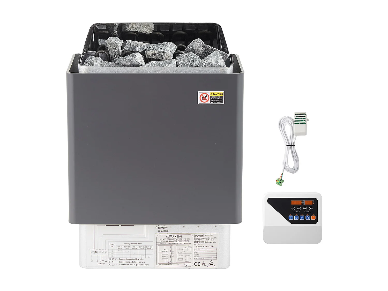 Stufa Elettrica SucceBuy Riscaldatore Elettrico per Sauna da 9 kW in Acciaio Inossidabile con Controllo Esterno