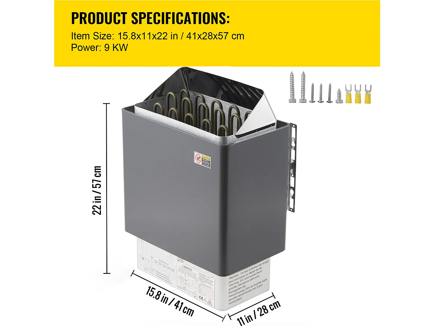 Stufa Elettrica SucceBuy Riscaldatore Elettrico per Sauna da 9 kW in Acciaio Inossidabile con Controllo Esterno