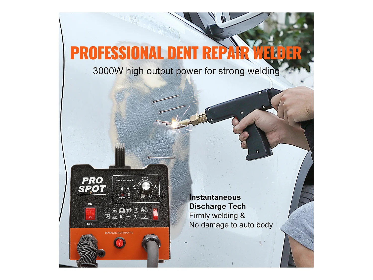 Kit de Réparation de Bosses pour Soudeuse à Goujon SucceBuy 3 KW, Soudeuse par Points, Extracteur de Bosses, 6 Modes de Soudage