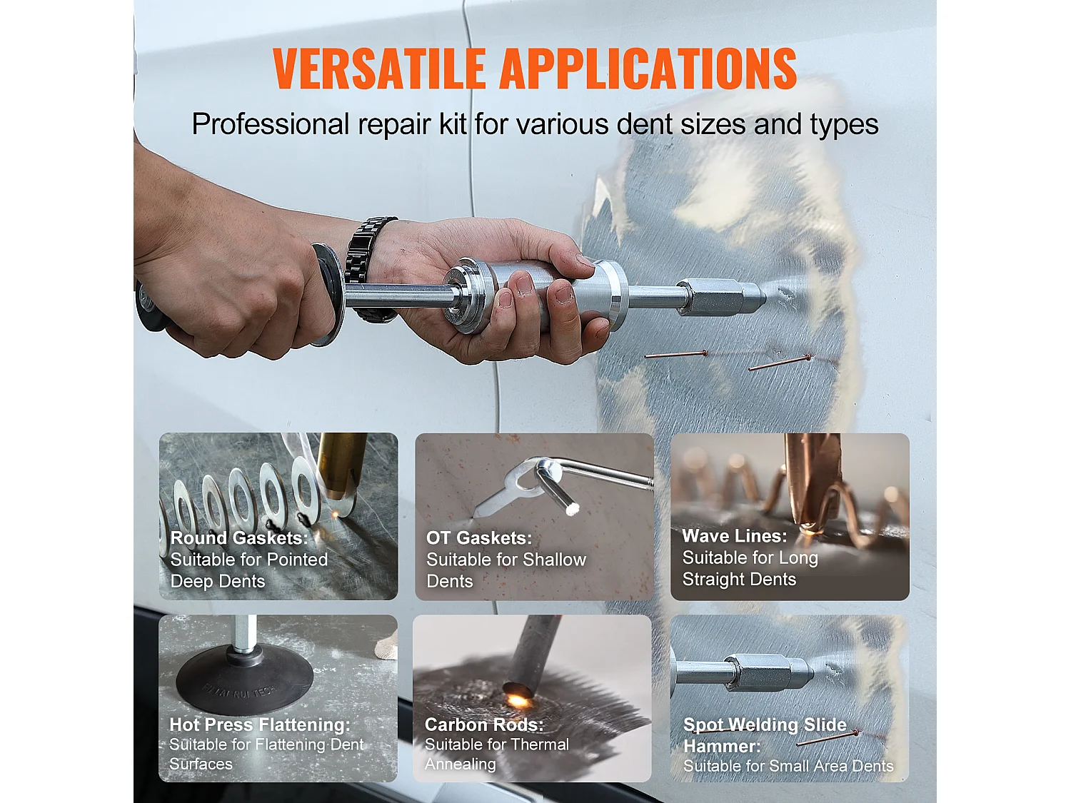 Kit de Réparation de Bosses pour Soudeuse à Goujon SucceBuy 3 KW, Soudeuse par Points, Extracteur de Bosses, 6 Modes de Soudage