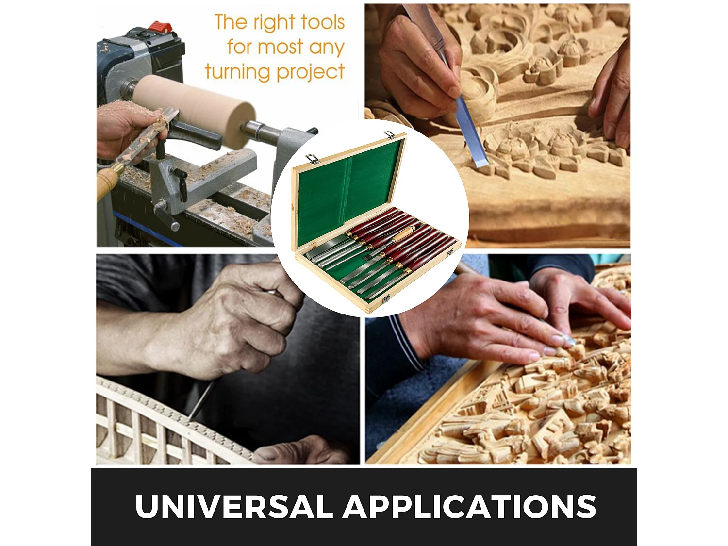 Ensembles de Ciseaux SucceBuy Wood Chisel Sets 8pcs Lathe Chisels for Wood Root Furniture (Jeu de Ciseaux à Bois)