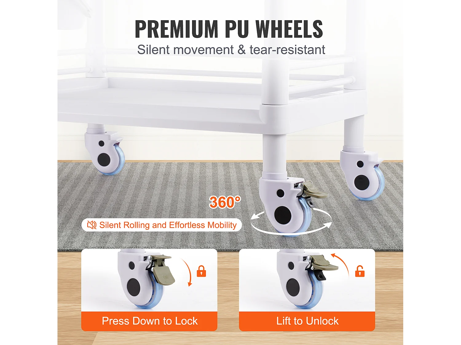 Werkzeugwagen SucceBuy Werkzeugwagen, 2-Stöckiger Laborwagen, Mobiler Medizinischer Wagen, 2 Tabletts, 2 Schubladen, 3 Behälter, Weiß