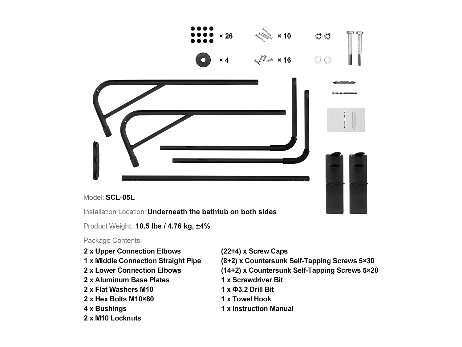 Lève-Couvercle SucceBuy Lève-Couvercle de Spa à Montage en Dessous - Idéal pour de Nombreux Spas