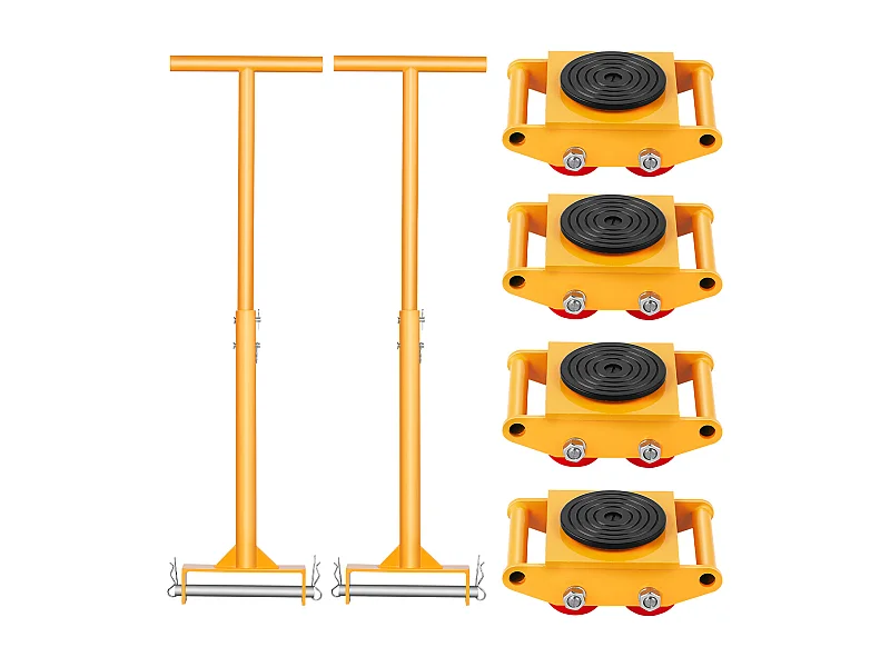 Transportset, SucceBuy 6T Roller Skate Cart, 6 000 kg Capaciteit, 360° Rotatie met Handvat