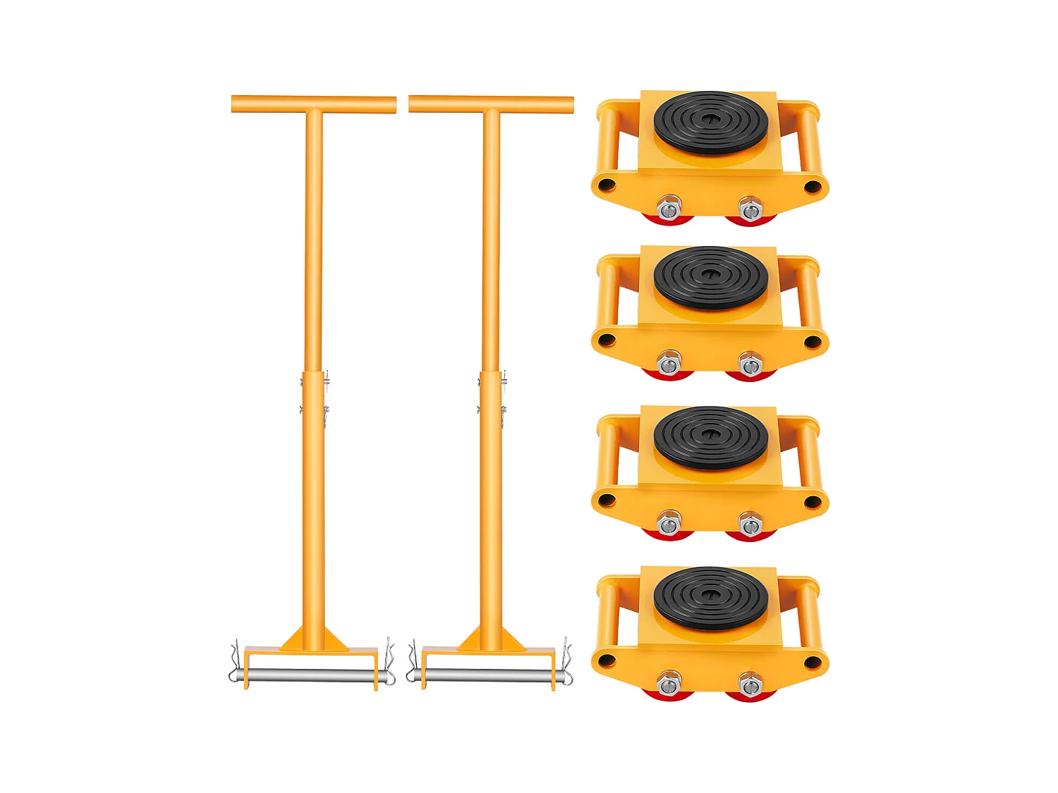Transportset, SucceBuy 6T Roller Skate Cart, 6 000 kg Capaciteit, 360° Rotatie met Handvat