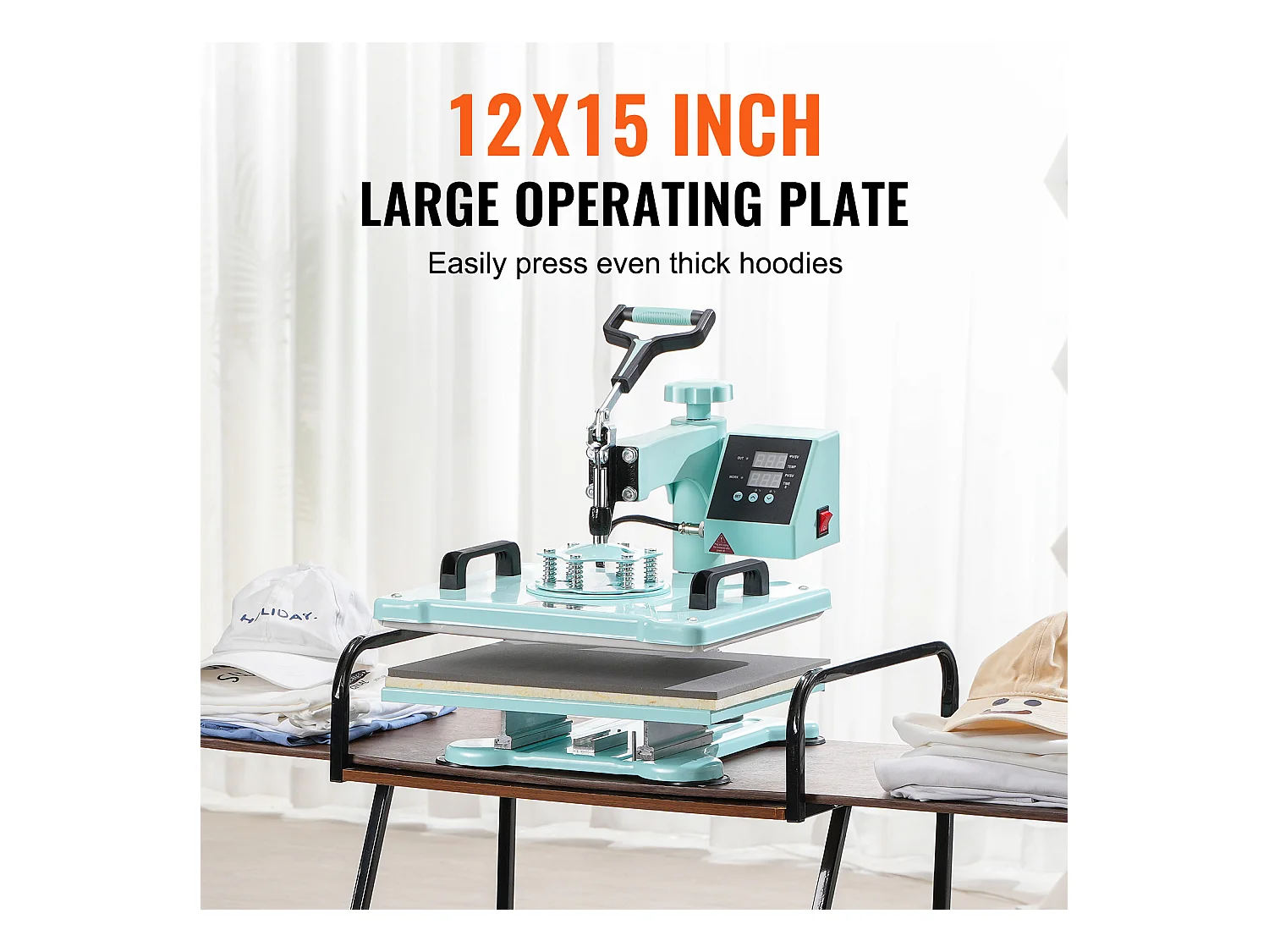 Presse à Chaud SucceBuy Machine de Transfert de Chaleur 30,48 x 38,1 cm pour T-Shirts et Chapeaux 2 en 1 Verte