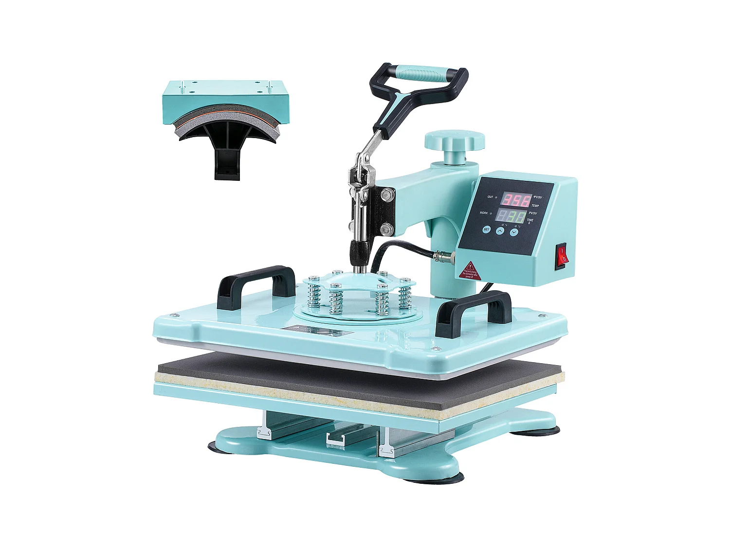 Heißtransferpresse SucceBuy Wärmetransfermaschine 30,48 x 38,1 cm für T-Shirts und Hüte 2 in 1 Grün