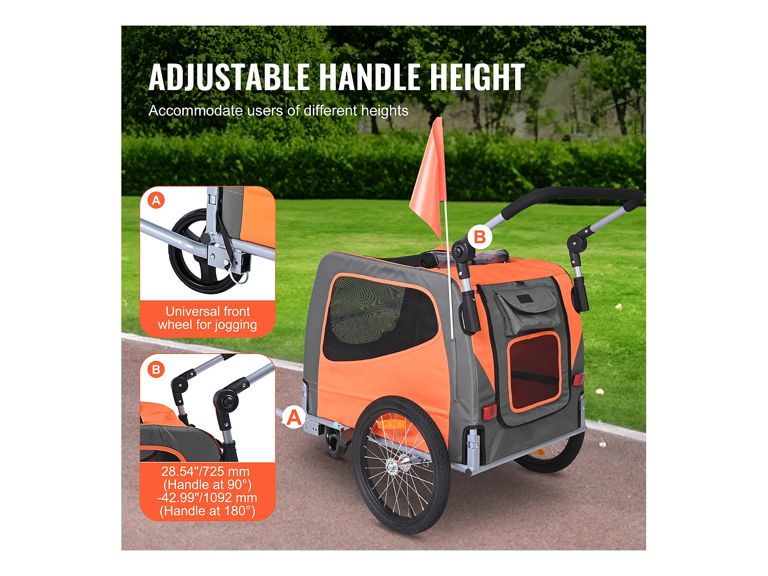 Reboque de Bicicleta 2 em 1, SucceBuy Reboque e Carrinho para Animais de Estimação, Capacidade de Transporte de Cães e Gatos de 30 kg, Resistente à Água