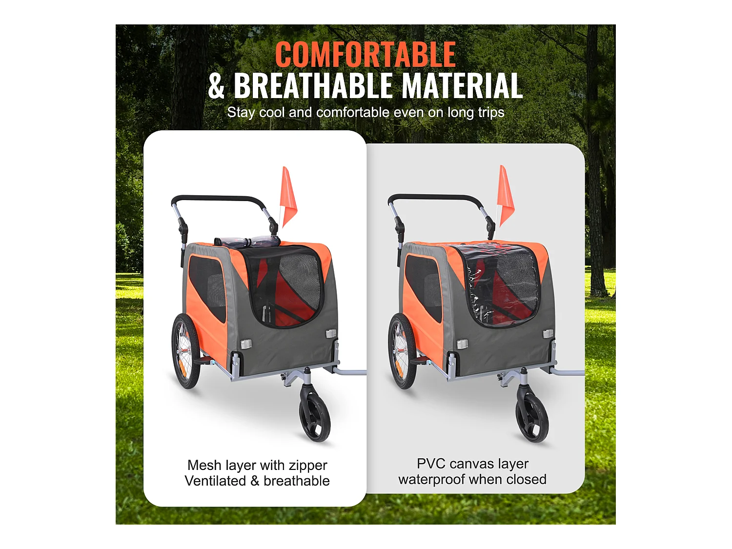 Reboque de Bicicleta 2 em 1, SucceBuy Reboque e Carrinho para Animais de Estimação, Capacidade de Transporte de Cães e Gatos de 30 kg, Resistente à Água