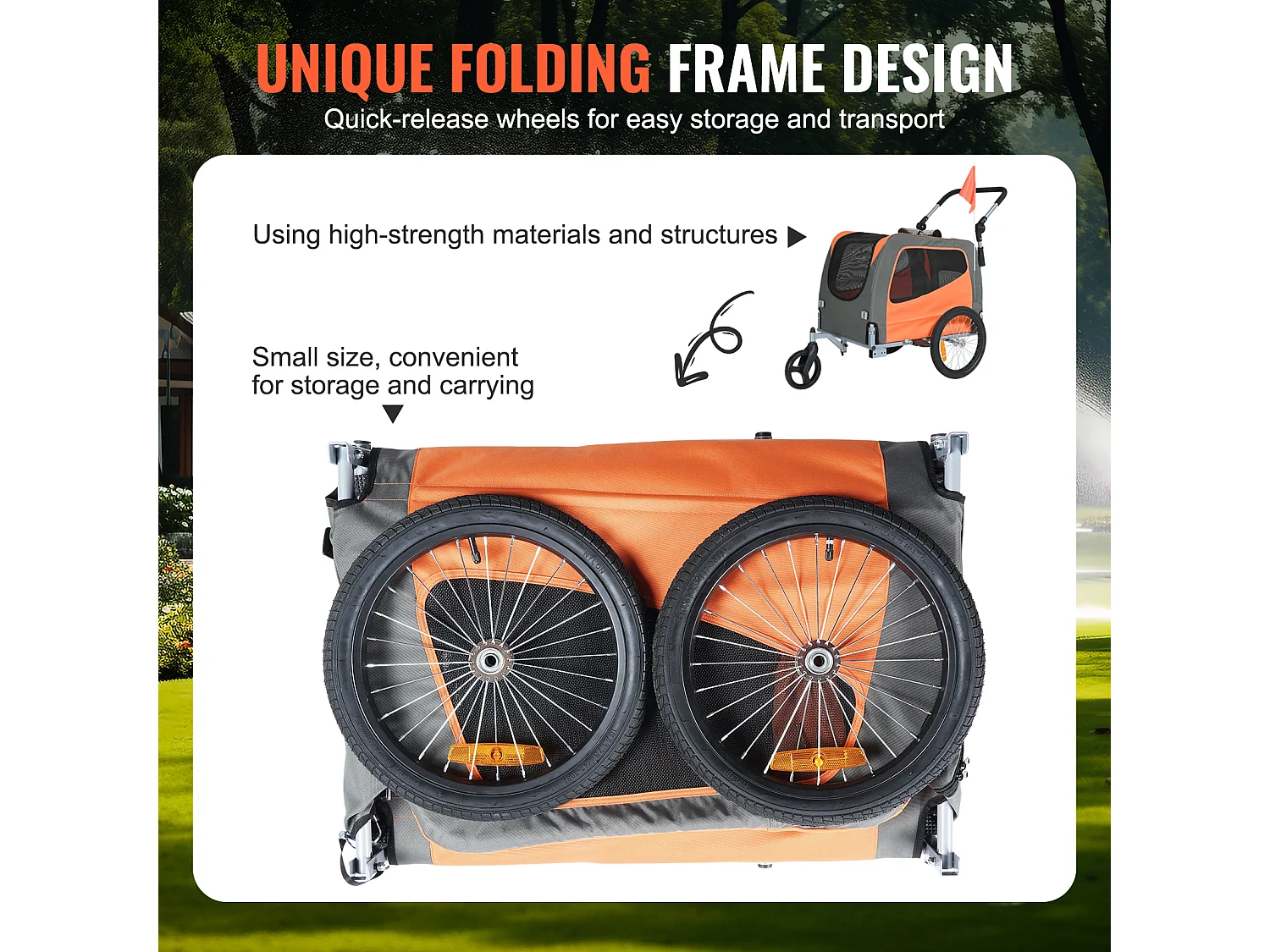 Remorque 2in1 de Vélo, SucceBuy Remorque et Poussette pour Animaux de Compagnie, Capacité de Transport pour Chien et Chat de 30 kg, Résistante à l'Eau