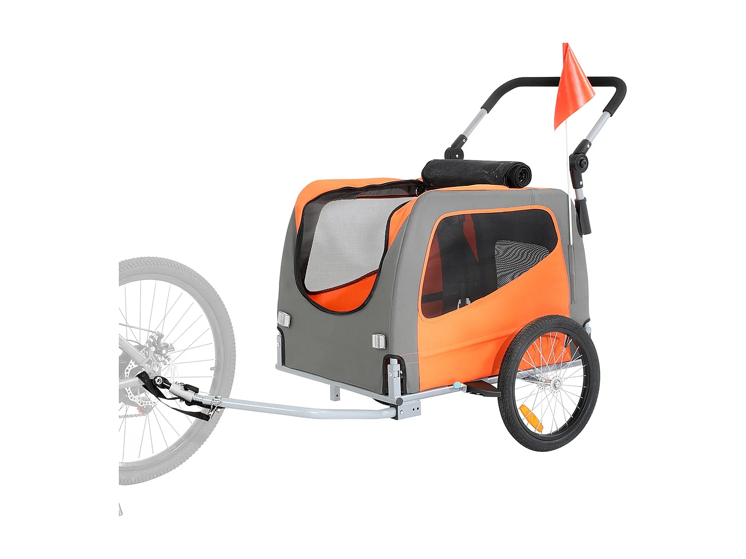 Remorque 2in1 de Vélo, SucceBuy Remorque et Poussette pour Animaux de Compagnie, Capacité de Transport pour Chien et Chat de 30 kg, Résistante à l'Eau