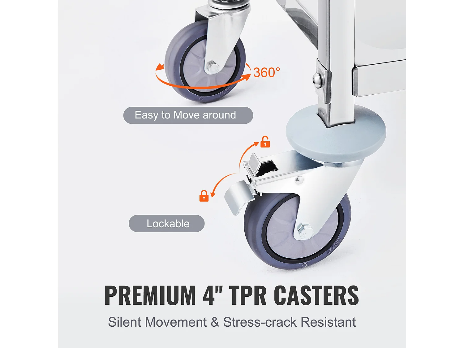 Carro de Herramientas SucceBuy Carro de Herramientas de 3 Niveles de Acero Inoxidable, 181 kg, Móvil, para Laboratorio Clínico