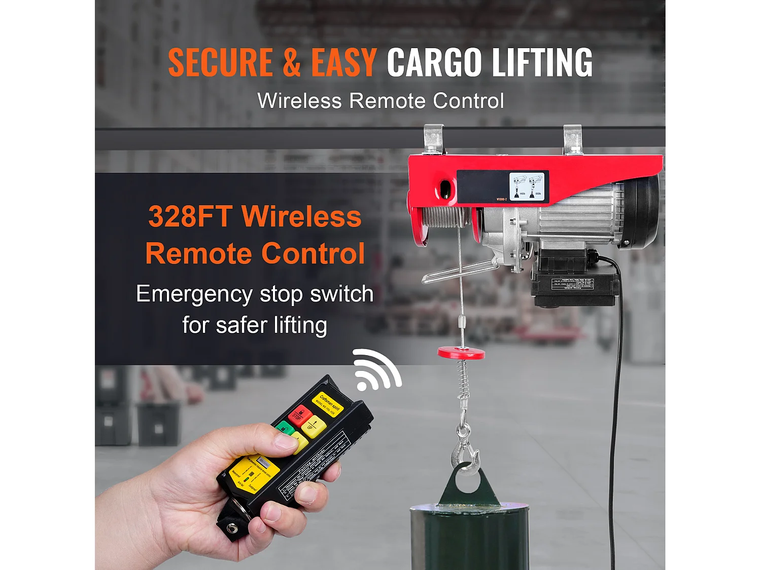 Treuil Électrique SucceBuy Palan Électrique 399 kg, Treuil de Grue avec Télécommande Sans Fil, 850 W 220 V