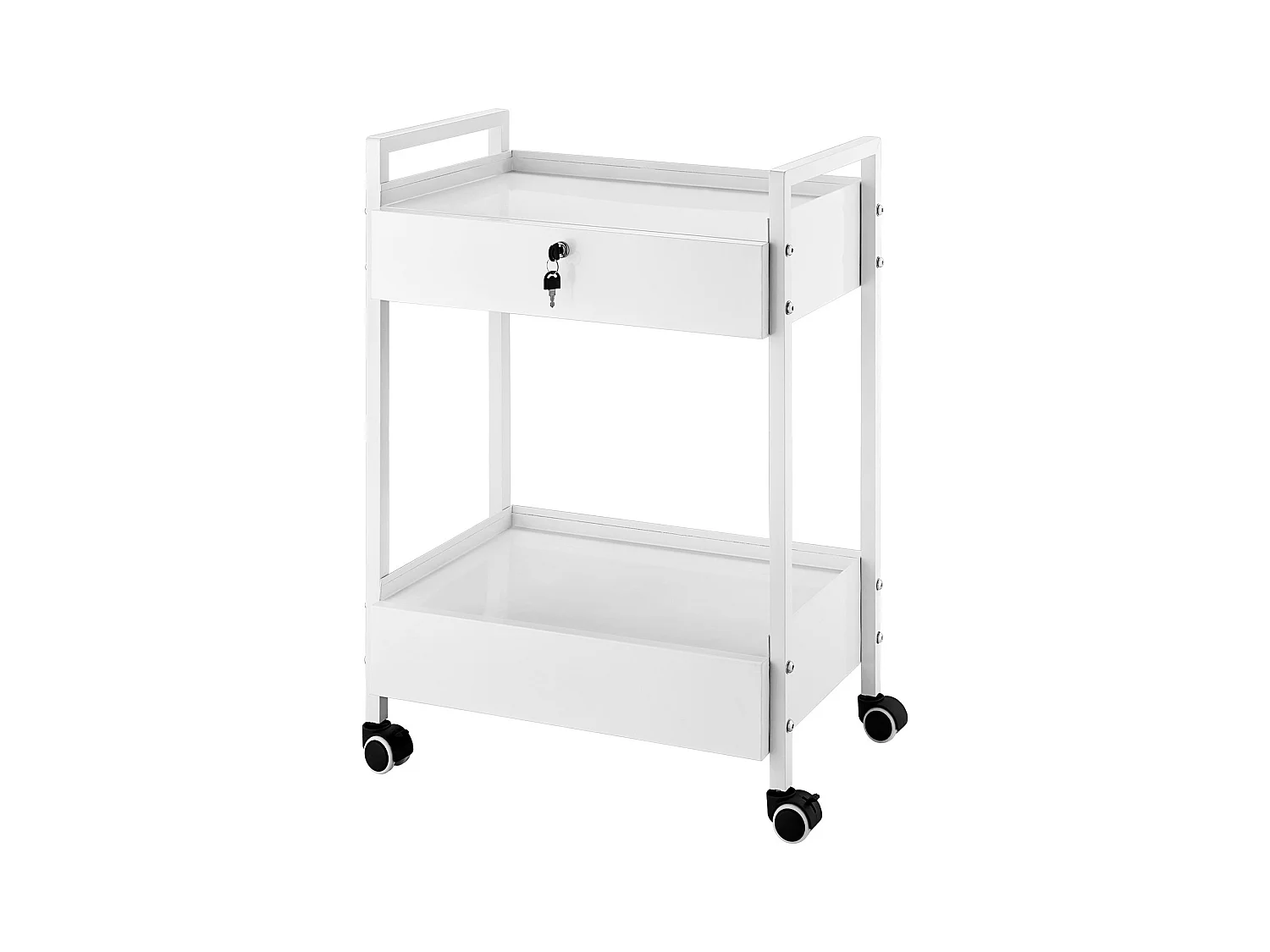 Chariot à Outils SucceBuy Chariot de Service Mobile en Acier pour Laboratoire Dentaire, Chariot Roulant à 2 Niveaux