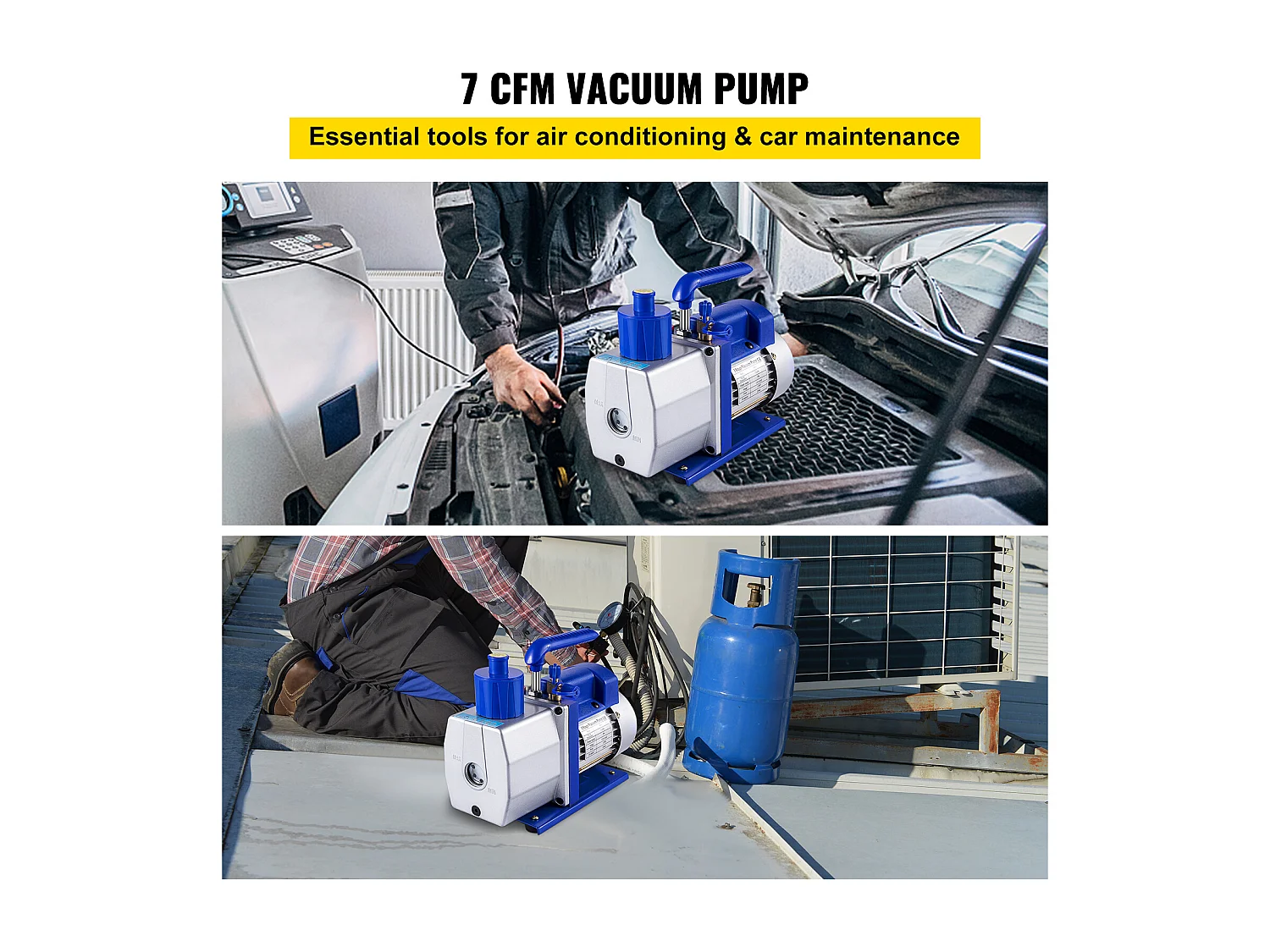 Pompe à Vide Climatisation SucceBuy, 7 CFM, 1/2 CV, Idéale pour les Applications CVC Profondes