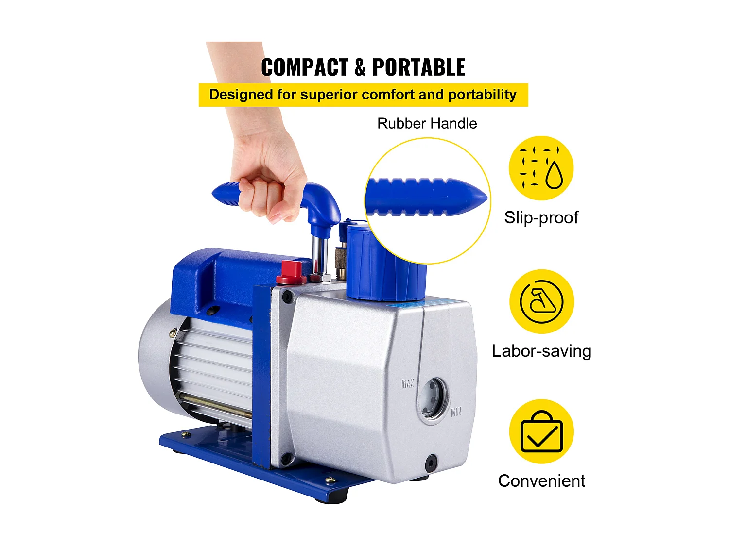 Pompe à Vide Climatisation SucceBuy, 7 CFM, 1/2 CV, Idéale pour les Applications CVC Profondes