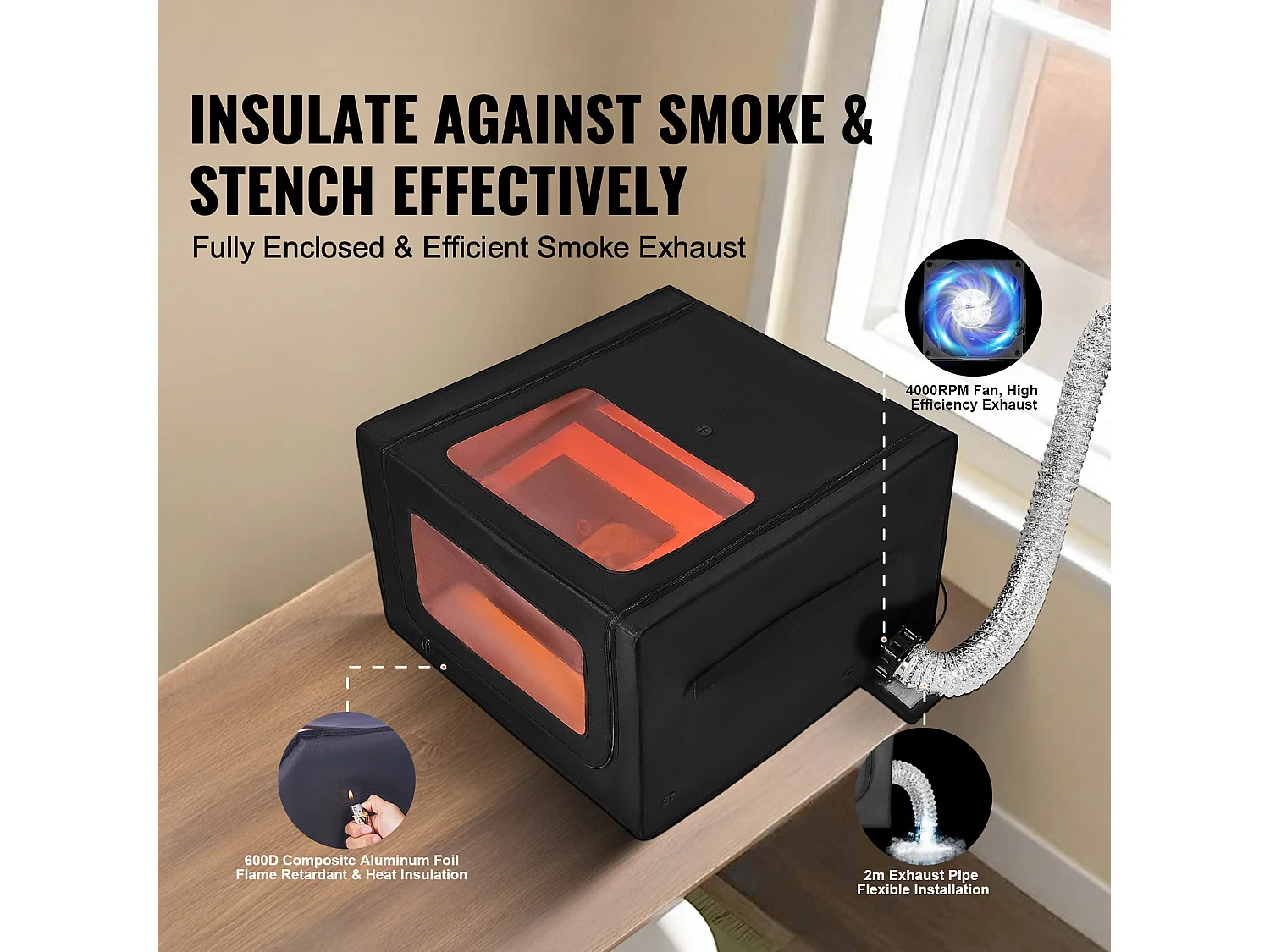 Grabador Láser SucceBuy Grabador Láser de 80.01 x 80.01 x 49.78 cm con Carcasa Ignífuga