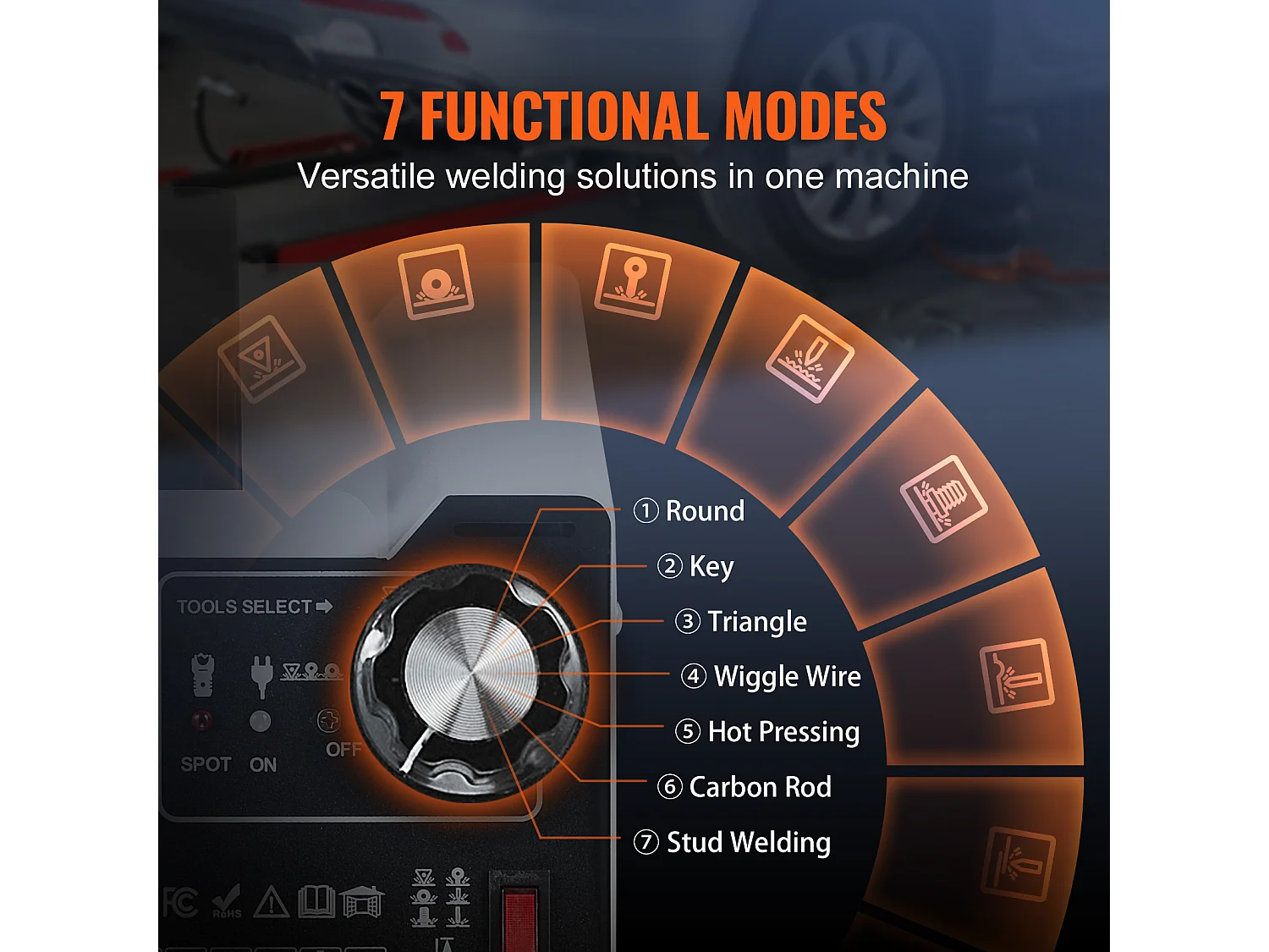 Kit de Réparation de Bosses pour Soudeuse à Goujon SucceBuy Machine d'Extraction de Bosses par Soudage par Points avec 7 Modes