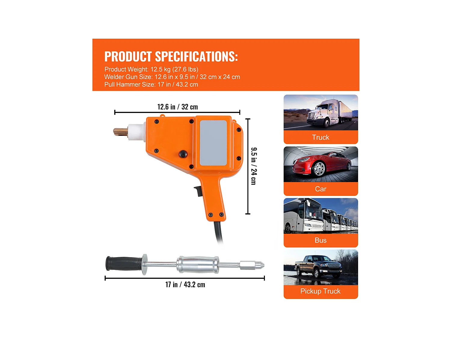 Kit de Réparation de Bosses pour Carrosserie SucceBuy 800 VA Soudeur de Goujons Extracteur de Bosses Spot