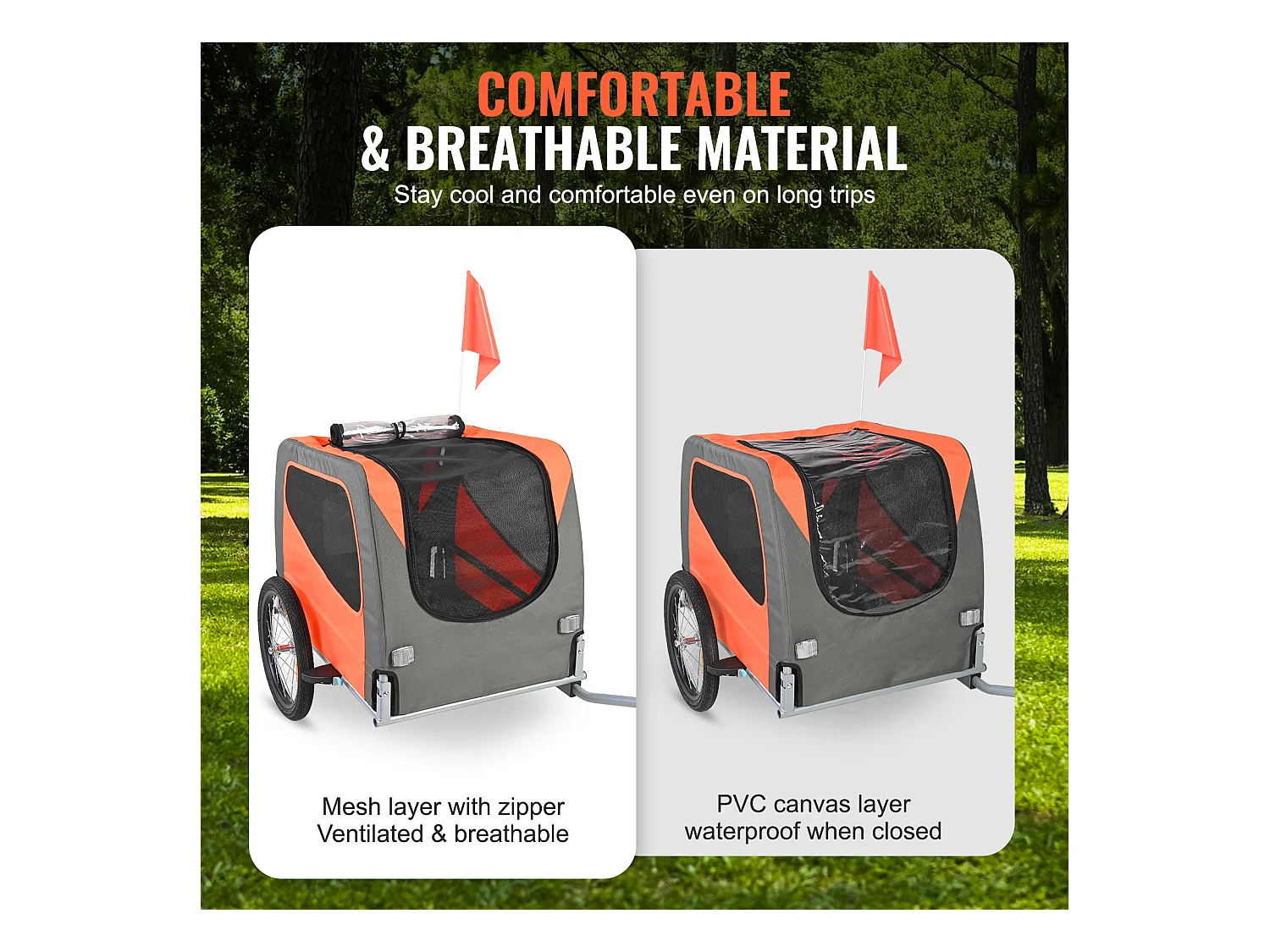 Remorque 2in1 de Vélo, SucceBuy Remorque pour Vélo pour Animaux de Compagnie, Porte-Vélo pour Chien et Chat, Charge de 30 kg, Acier Résistant à l'Eau