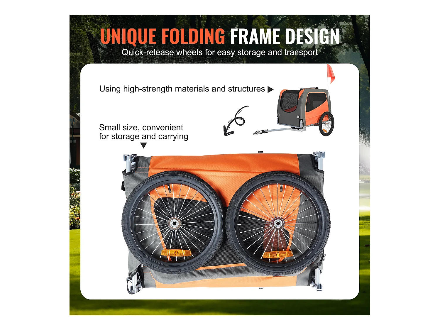 Remorque 2in1 de Vélo, SucceBuy Remorque pour Vélo pour Animaux de Compagnie, Porte-Vélo pour Chien et Chat, Charge de 30 kg, Acier Résistant à l'Eau