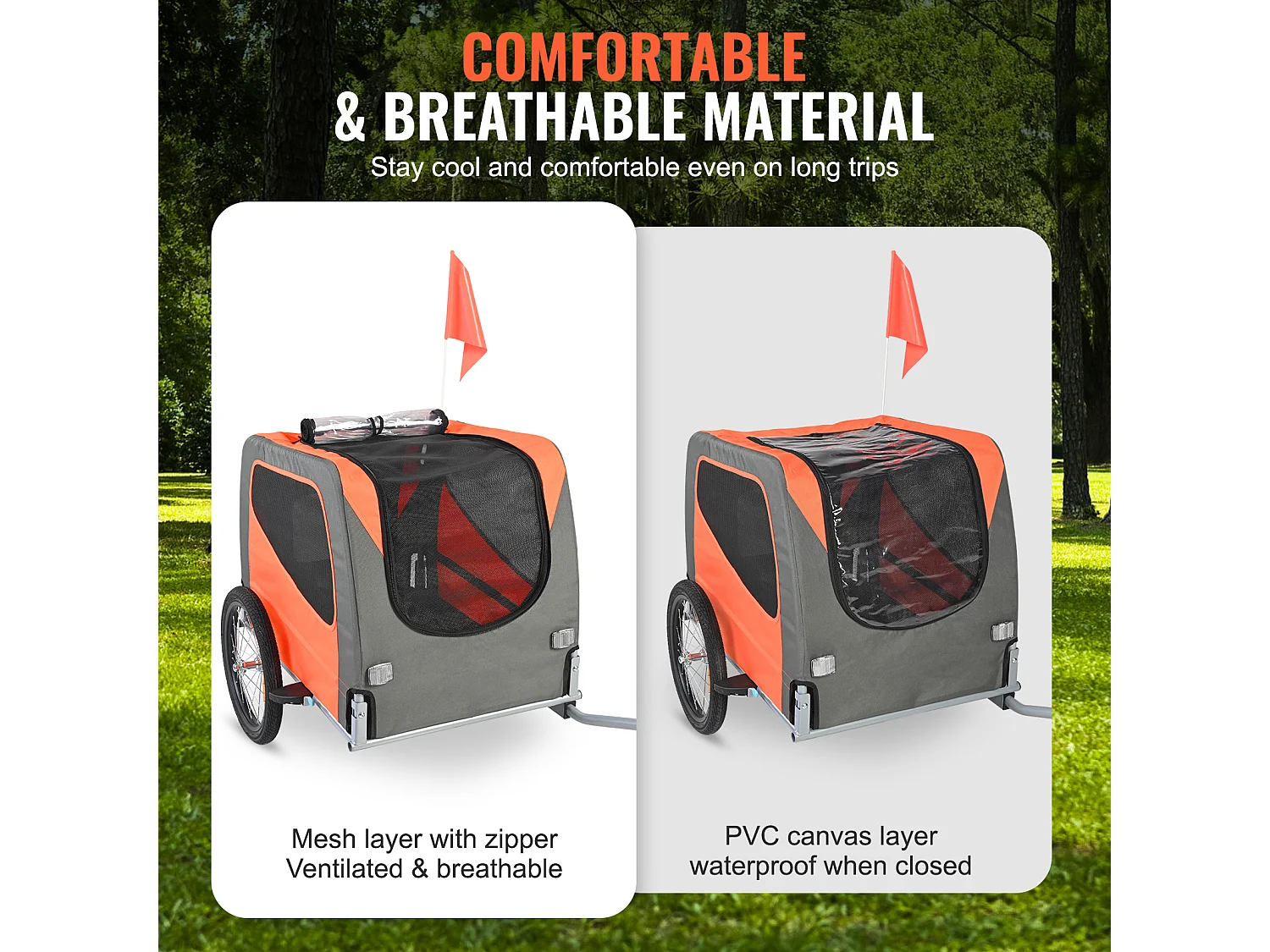 Remorque 2in1 de Vélo, SucceBuy Remorque pour Vélo pour Animaux de Compagnie, Porte-Vélo pour Chien et Chat, Charge de 30 kg, Acier Résistant à l'Eau