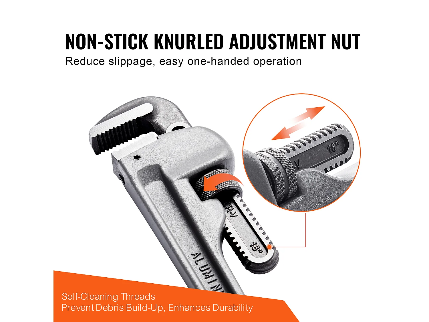 Clé SucceBuy Ensemble de 3 Clés à Pipe en Aluminium 25.40/35.56/45.72 CM, Plomberie, Mâchoire CRV