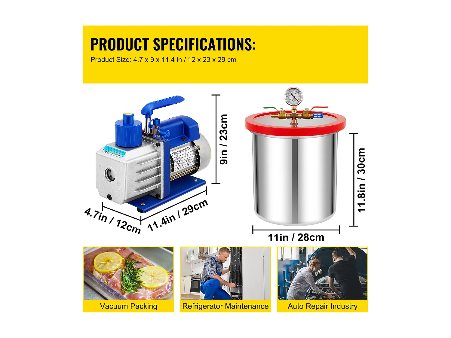 Bomba De Vacío Aire Acondicionado SucceBuy, Kit De Cámara De Vacío 5 Gal 5 CFM 1/3 HP De Una Etapa