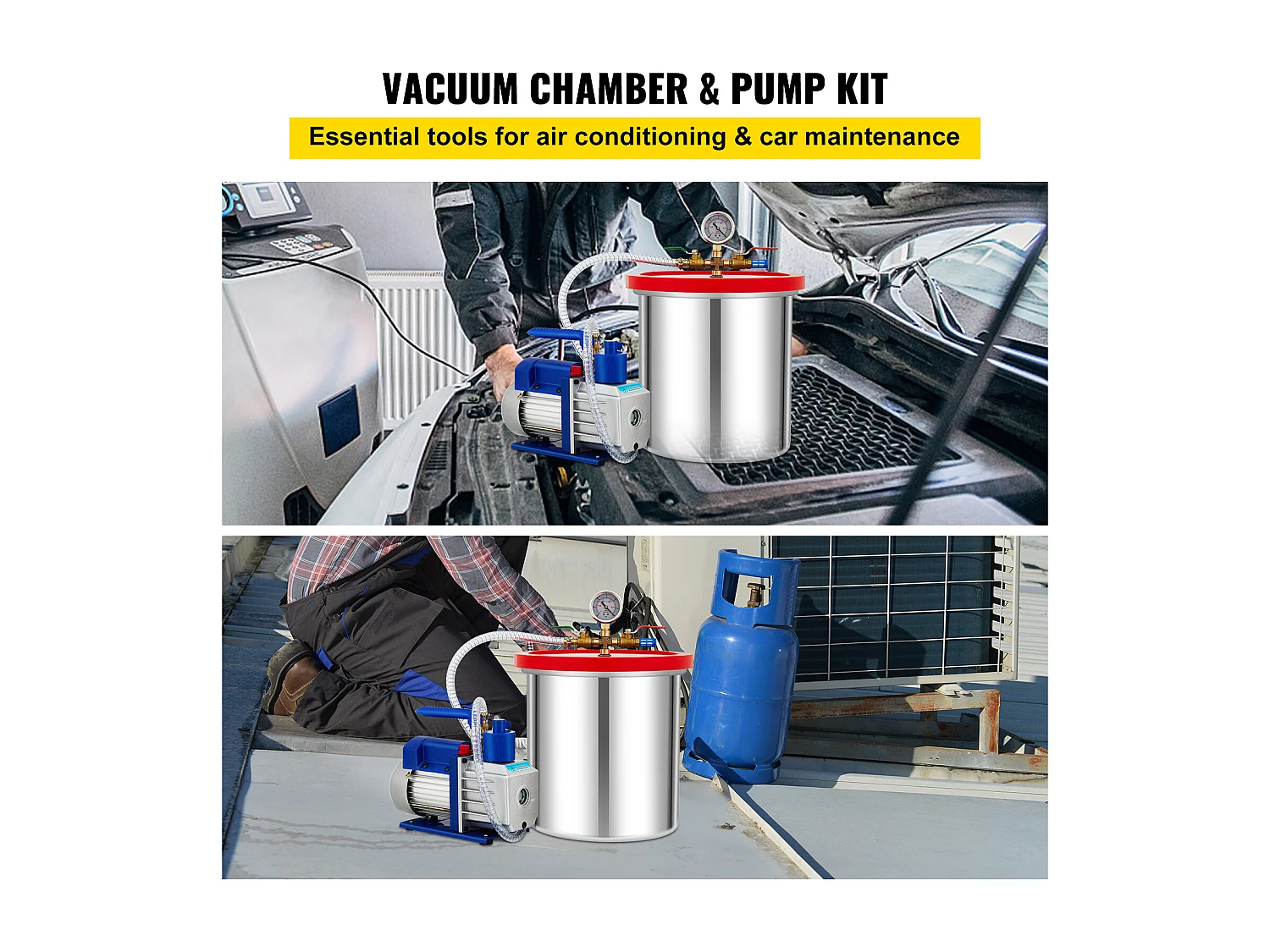 Bomba De Vacío Aire Acondicionado SucceBuy, Kit De Cámara De Vacío 5 Gal 5 CFM 1/3 HP De Una Etapa