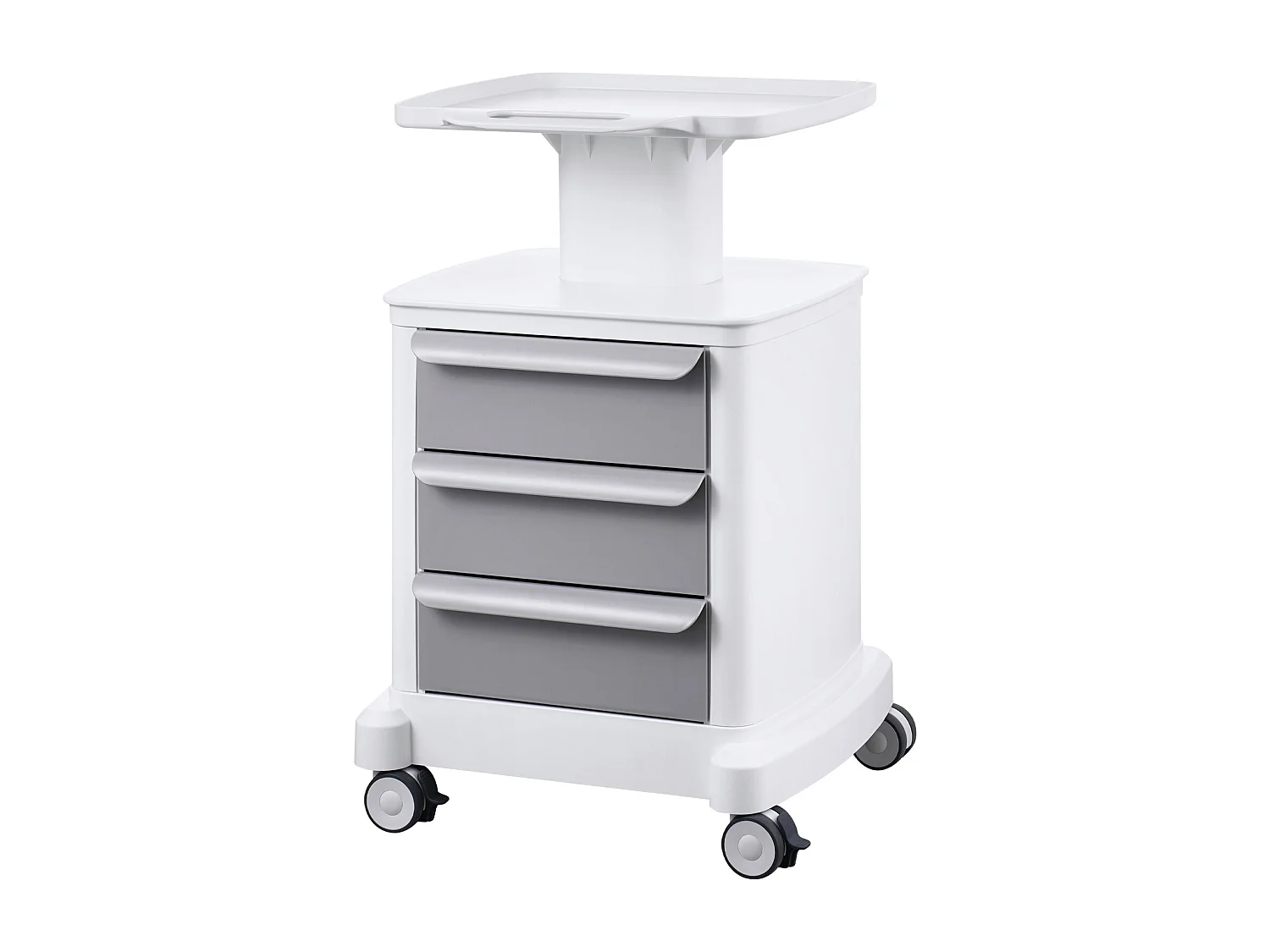 Carrello Portautensili SucceBuy, Carrello Medico Mobile a 4 Ripiani con 3 Cassetti e 1 Ripiano Superiore, Bianco