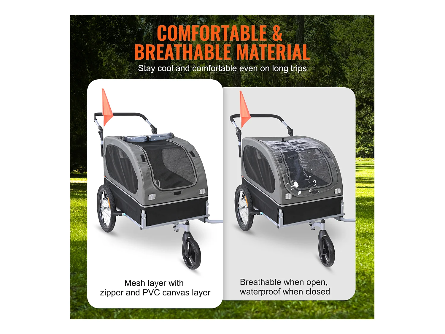 Reboque de Bicicleta 2 em 1, SucceBuy Reboque e Carrinho para Cães e Gatos, Capacidade de 40 kg, Resistente à Água