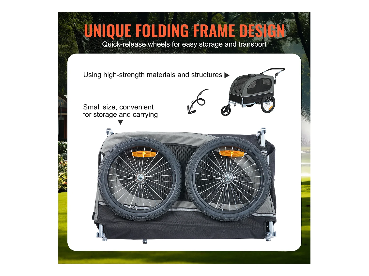 Reboque de Bicicleta 2 em 1, SucceBuy Reboque e Carrinho para Cães e Gatos, Capacidade de 40 kg, Resistente à Água