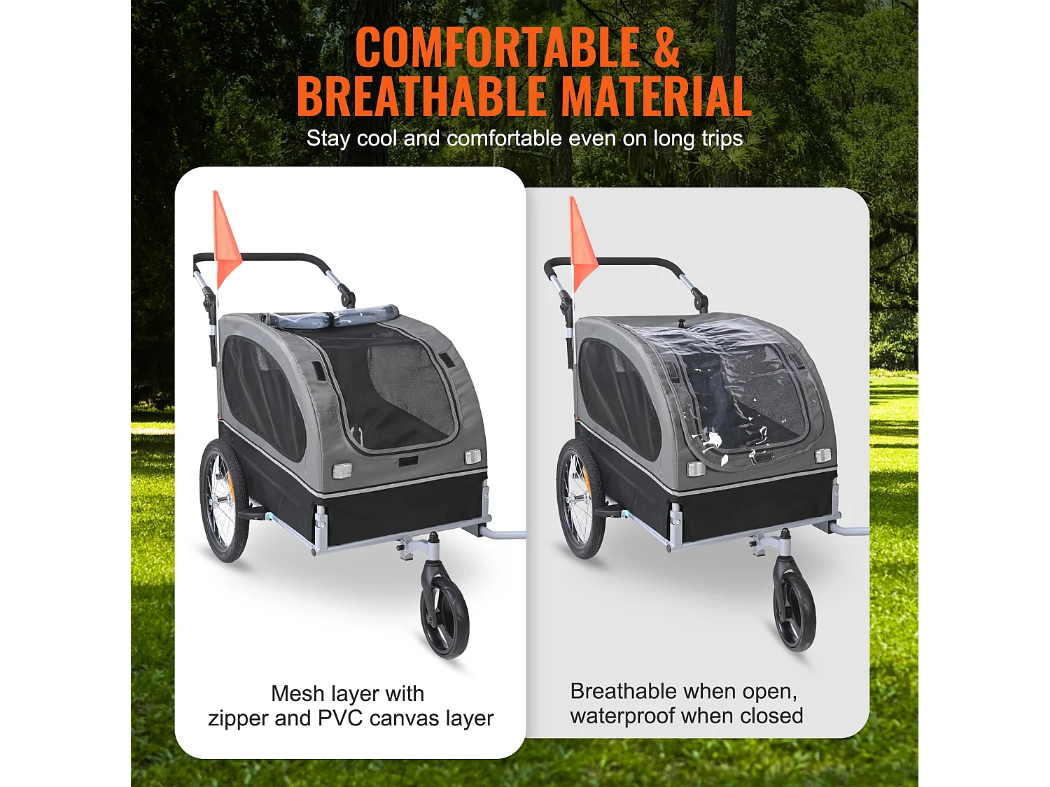 Remorque 2in1 de Vélo, SucceBuy Remorque et Poussette pour Chien et Chat, Capacité de 40 kg, Résistante à l'Eau