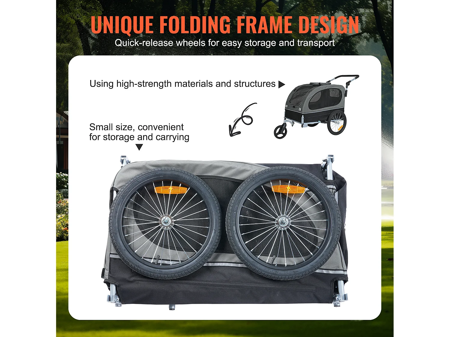 Remorque 2in1 de Vélo, SucceBuy Remorque et Poussette pour Chien et Chat, Capacité de 40 kg, Résistante à l'Eau