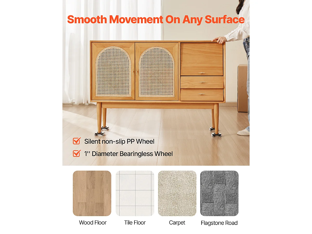 Schwerlast-Möbelrollset SucceBuy mit 340 kg Tragkraft und Rollen