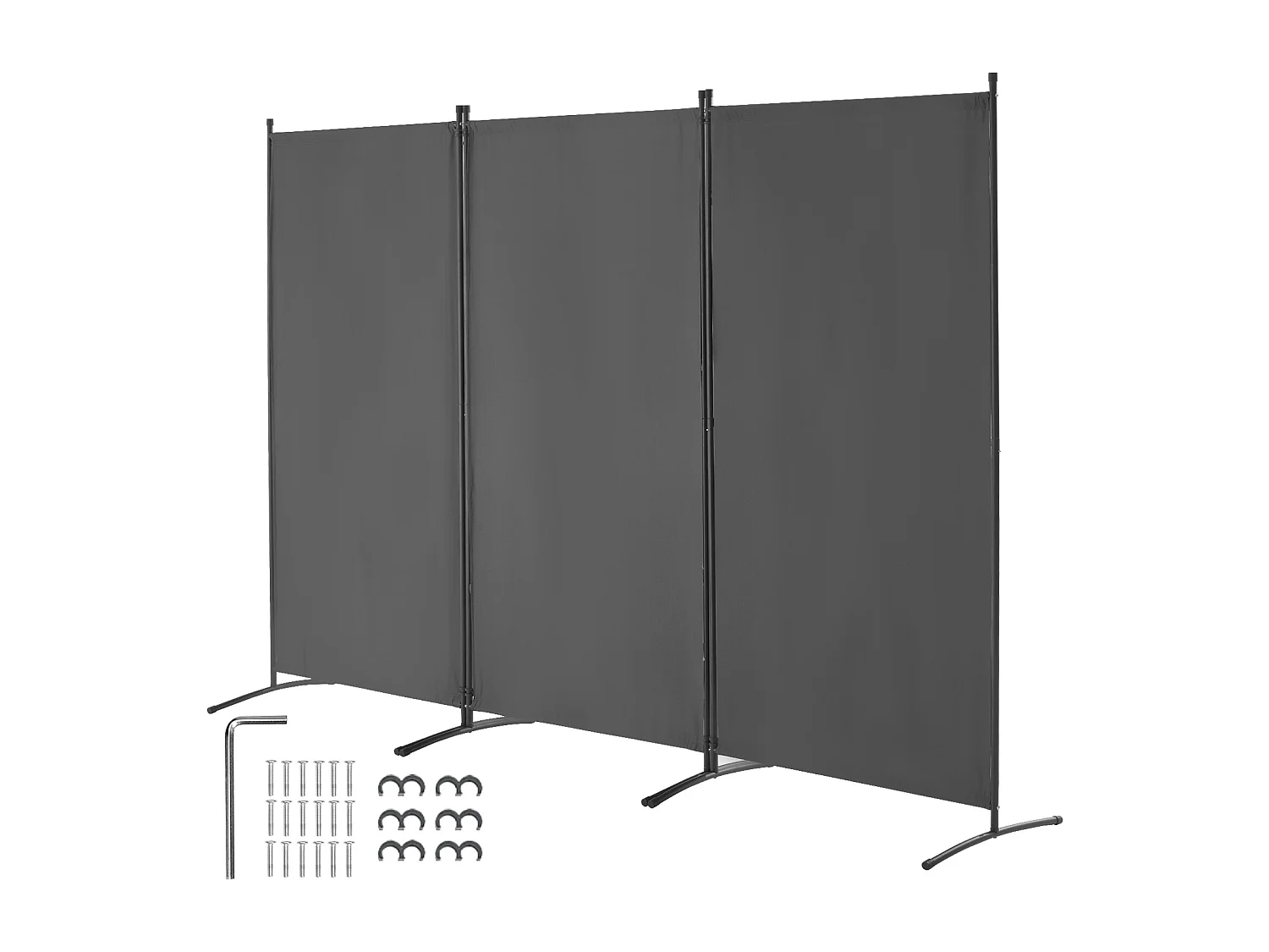 Cloison de Séparation SucceBuy Séparateur de Pièce à 3 Panneaux, Paravent de Confidentialité Pliable, Cloison Portable pour Bureau, Chambre à Coucher, Bureau, Gris