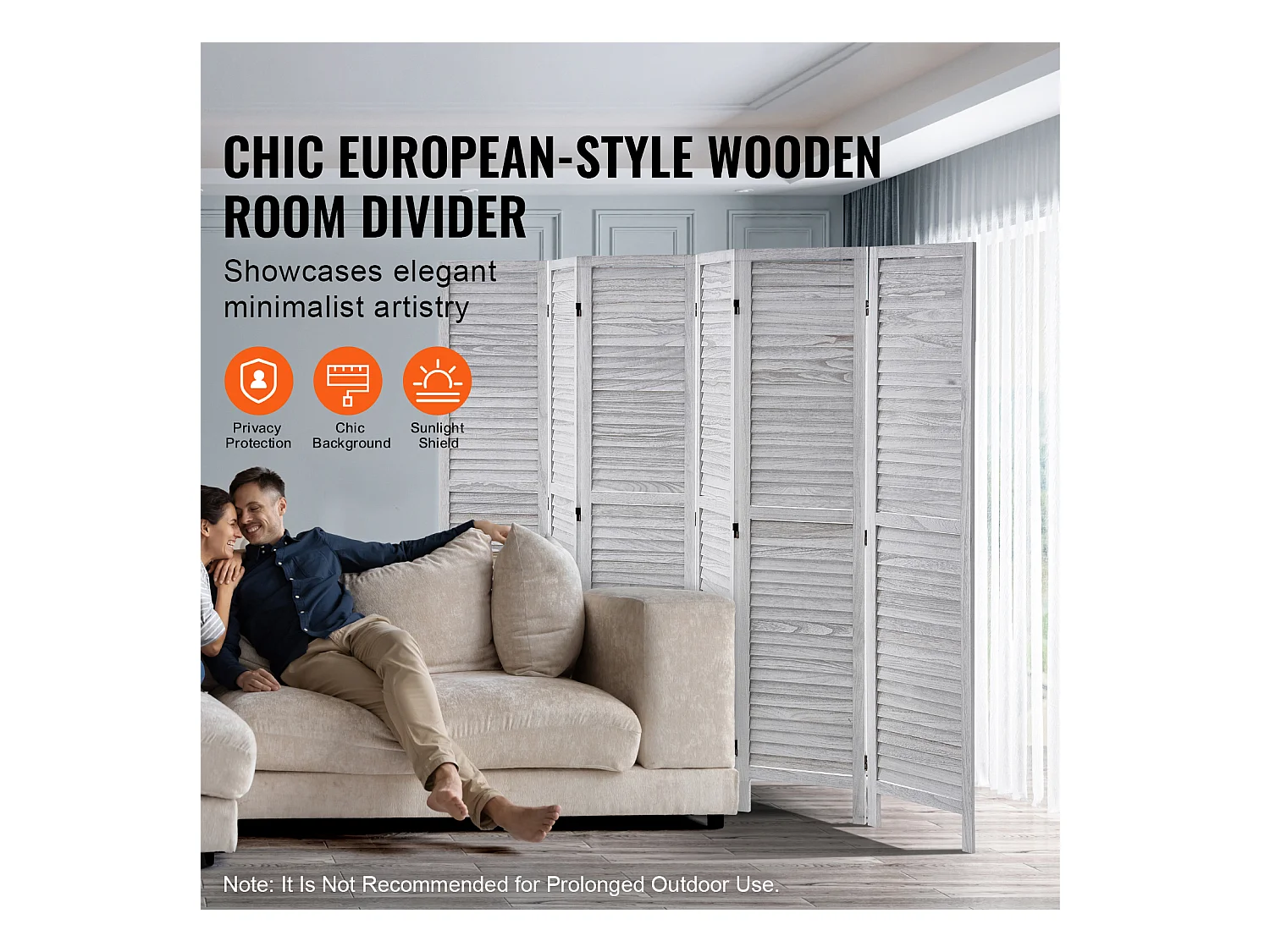 Biombo de Madera de 6 Paneles SucceBuy, Mampara de Madera para Separar Ambientes