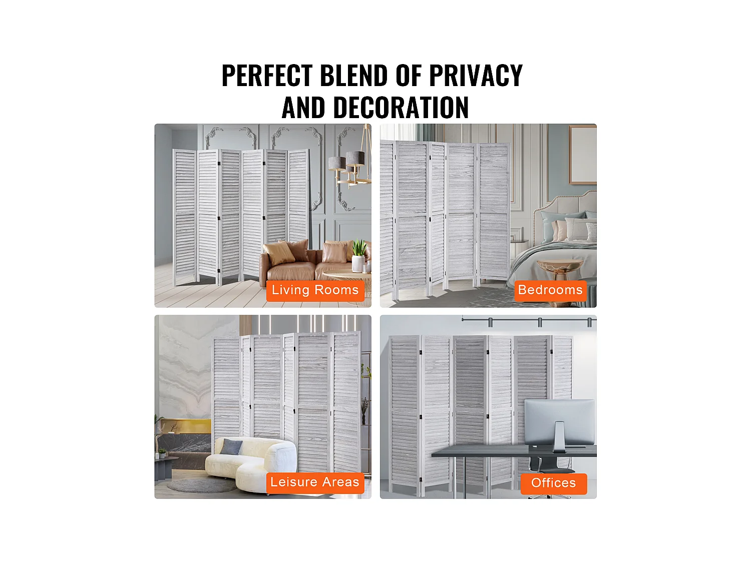 Biombo de Madera de 6 Paneles SucceBuy, Mampara de Madera para Separar Ambientes