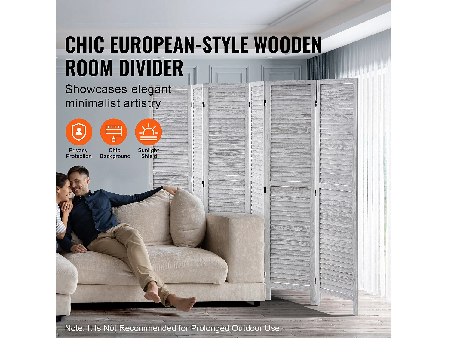 Cloison de Séparation en Bois à 6 Panneaux SucceBuy, Écran de Confidentialité en Bois pour la Séparation des Pièces