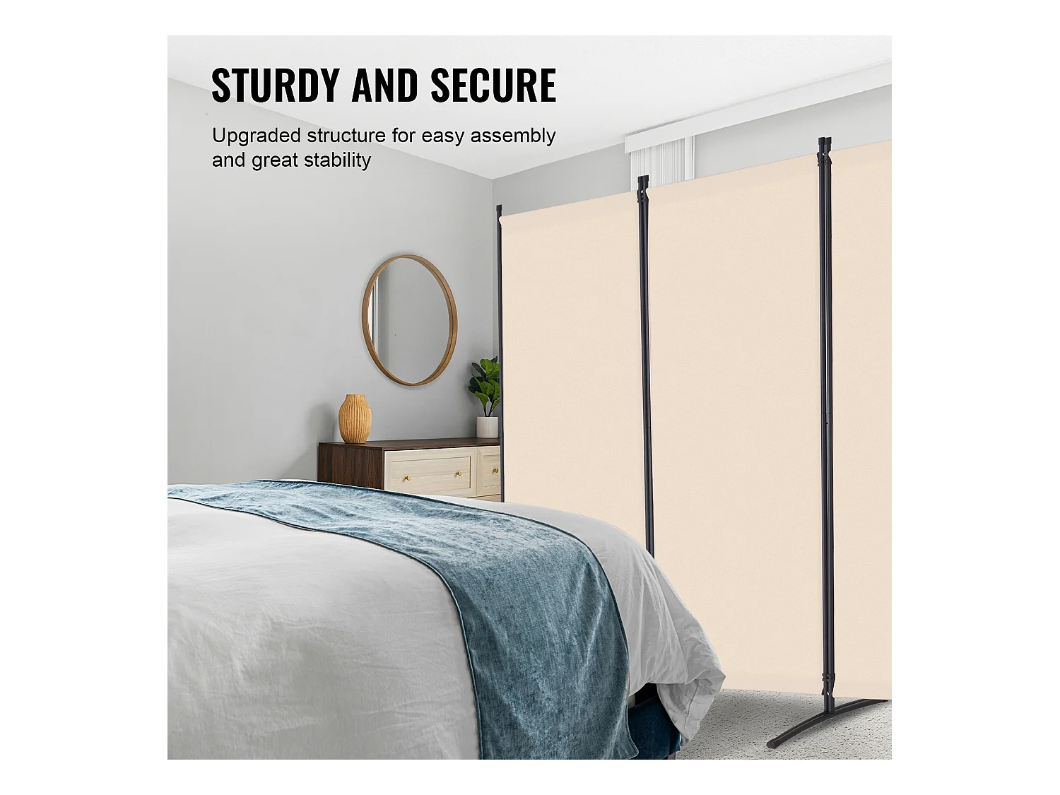 Parete Divisoria SucceBuy Divisorio per Ambienti a 4 Pannelli, Divisorio Pieghevole per la Privacy, Divisorio Portatile per Divisori per Ambienti, Beige