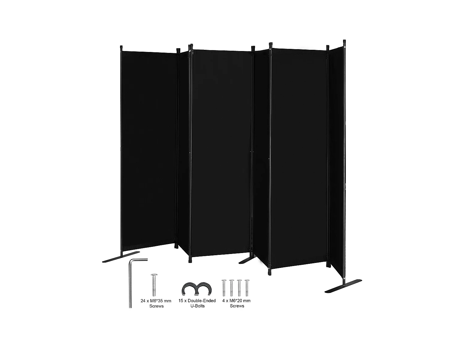 Cloison de Séparation SucceBuy Cloison de Séparation, Paravent de Confidentialité Pliable à 6 Panneaux, Cloison Portable pour Séparation de Pièce, Noir