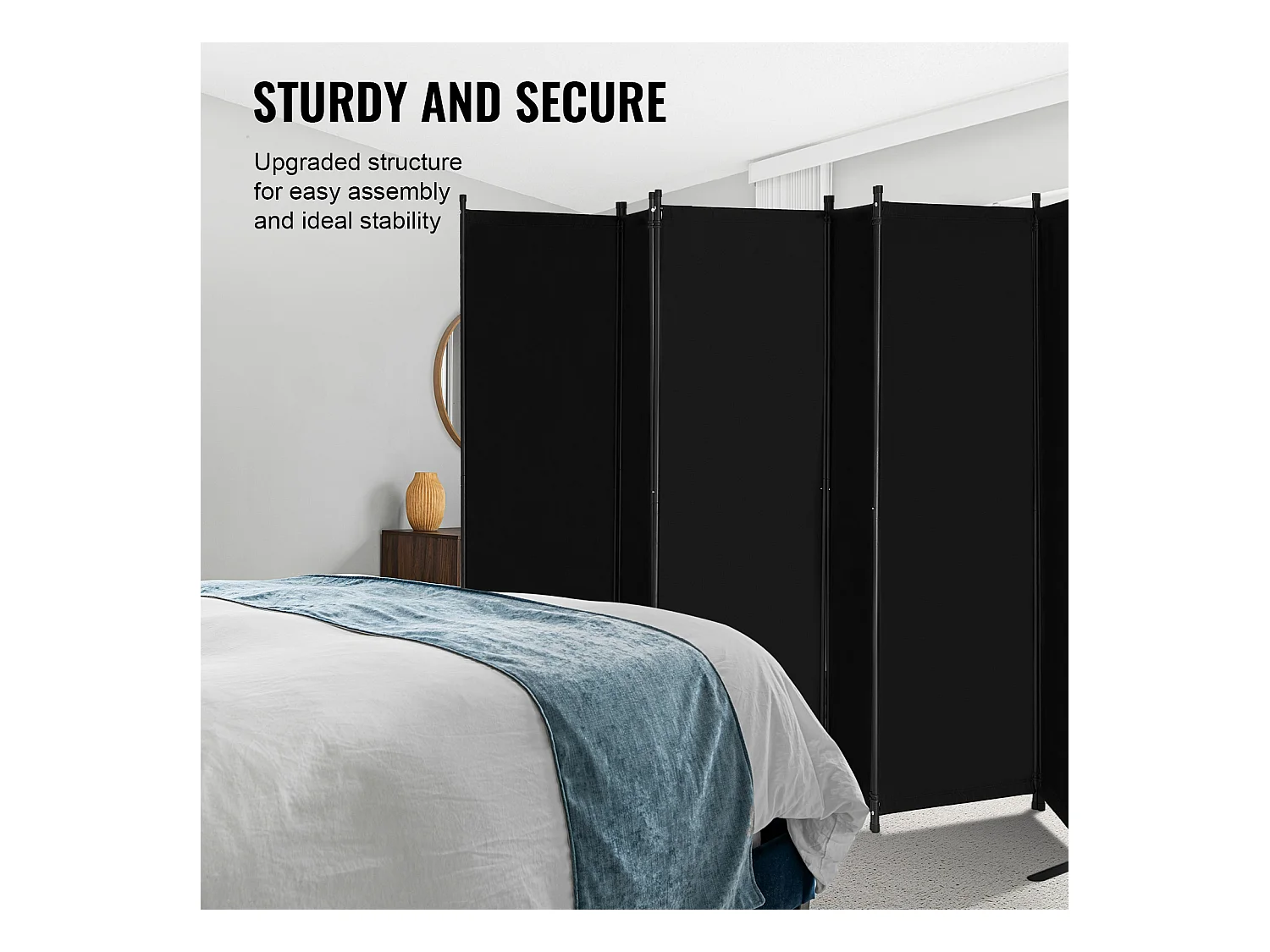 Cloison de Séparation SucceBuy Cloison de Séparation, Paravent de Confidentialité Pliable à 6 Panneaux, Cloison Portable pour Séparation de Pièce, Noir