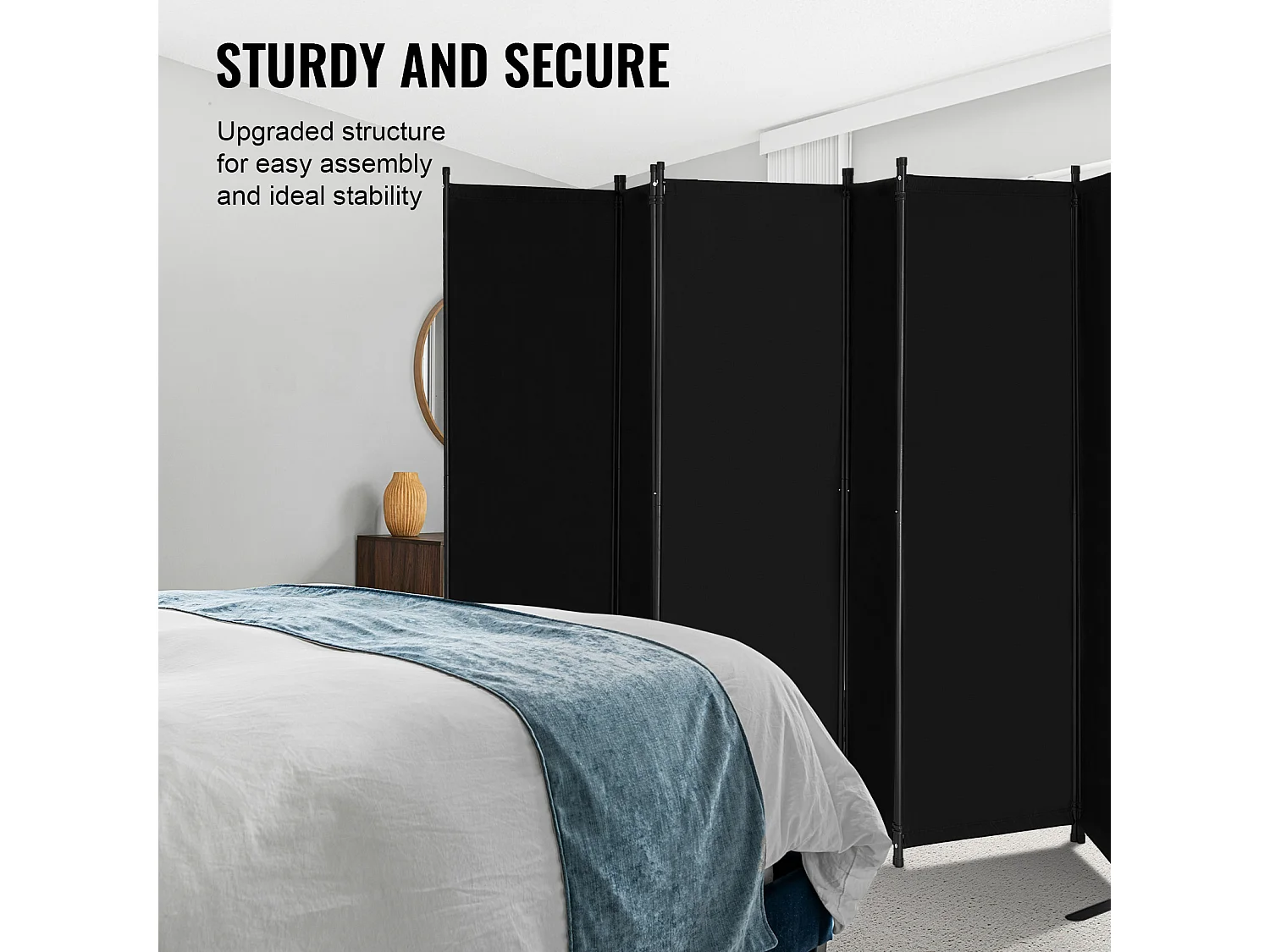 Cloison de Séparation SucceBuy Cloison de Séparation, Paravent de Confidentialité Pliable à 6 Panneaux, Cloison Portable pour Séparation de Pièce, Noir