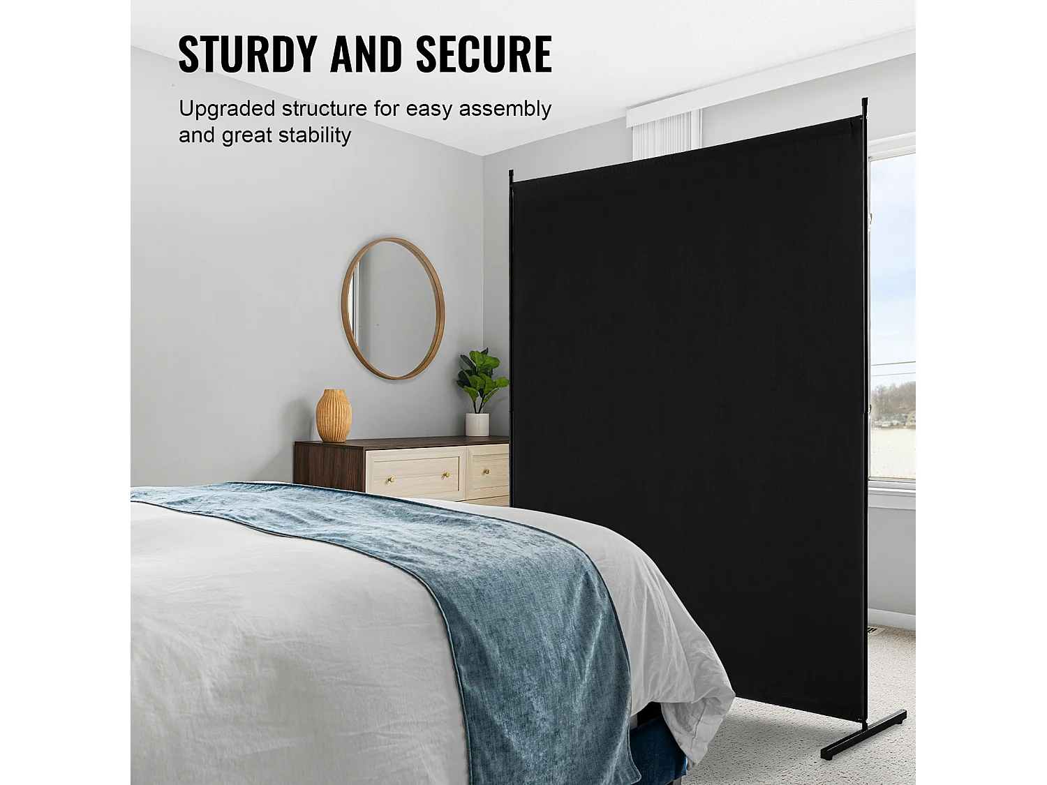 Cloison de Séparation SucceBuy Cloison de Séparation, Écran de Confidentialité à Panneau Unique de 1.8 m, Cloison Autoportante, Tissu Noir