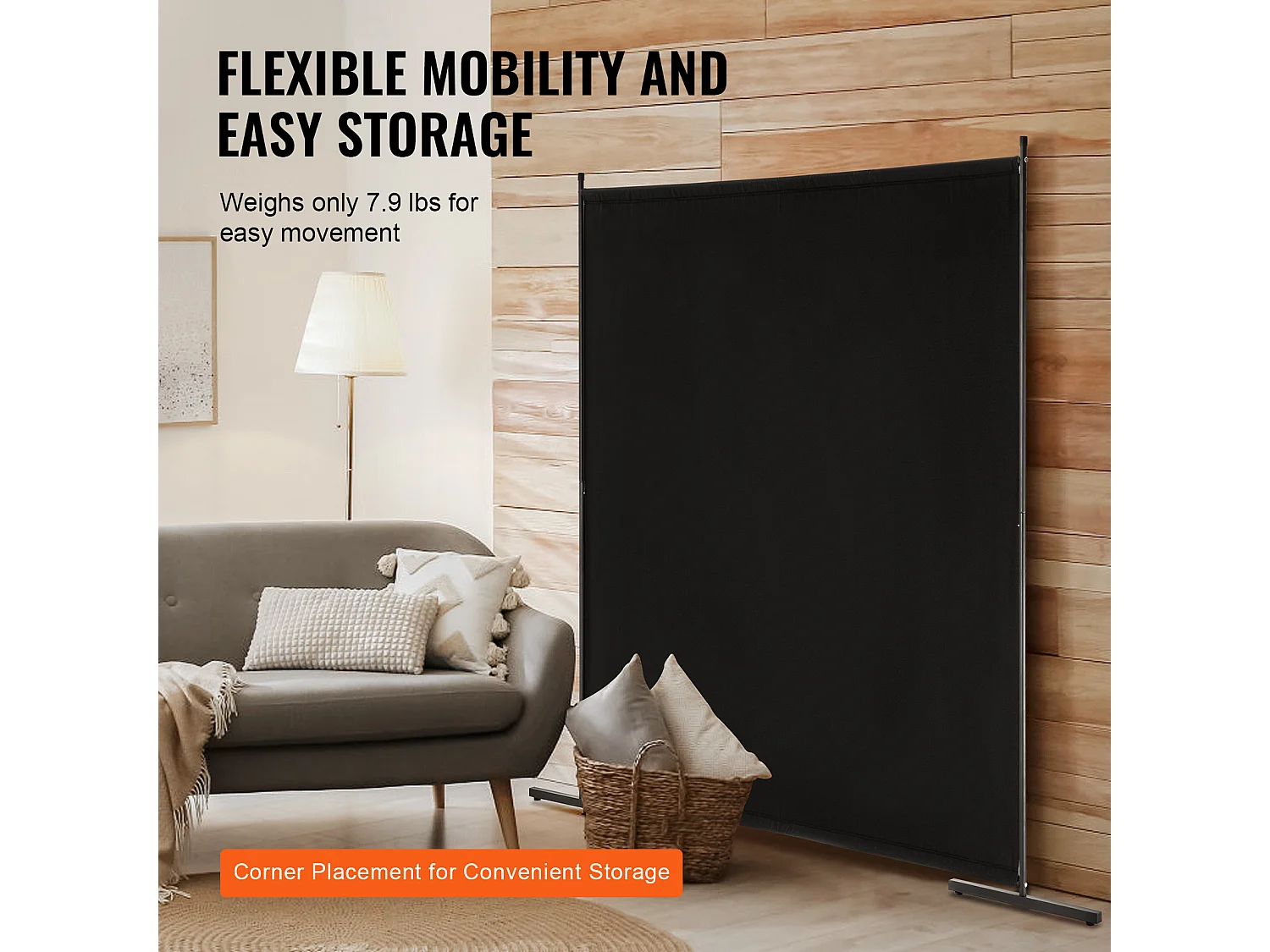 Cloison de Séparation SucceBuy Cloison de Séparation, Écran de Confidentialité à Panneau Unique de 1.8 m, Cloison Autoportante, Tissu Noir